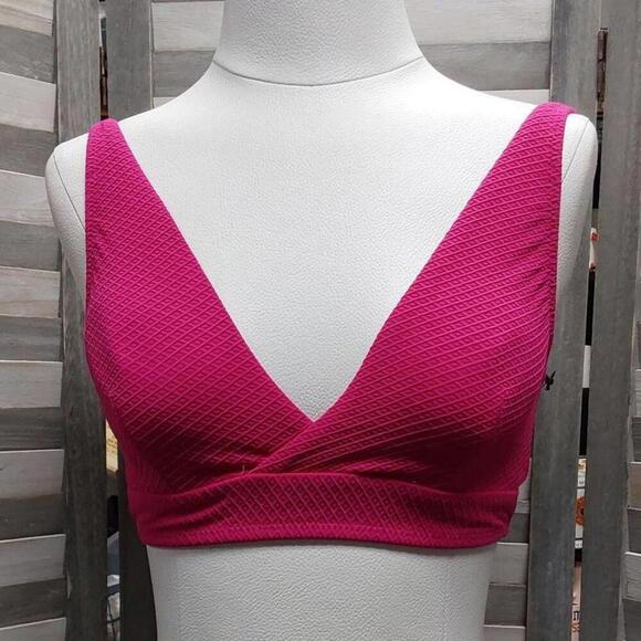 Textured Longline Wrap Front Triangle Bikini Top | Shade & Shore | Small - Picture 1 of 12
